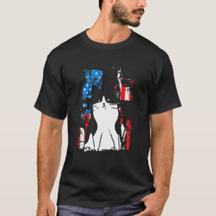 T-shirt Chat Patriotique En Smoking Patriote Américain Cha