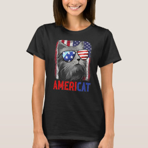 T-shirt Chat patriotique portant des lunettes de soleil Am