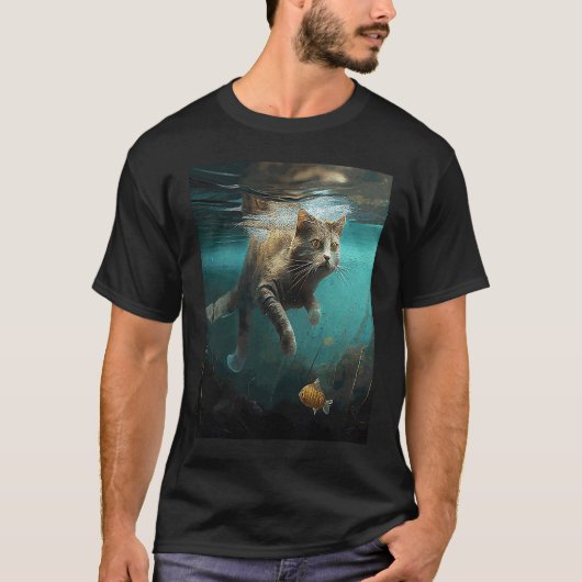 T-shirt Chat Pêche Sous l'Eau (Devant)