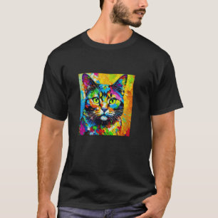 T-shirt Chat peint de couleurs vives
