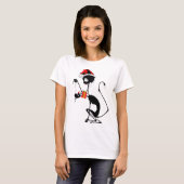 T-shirt Chat Père Noël et souris avec cadeau de Noël (Devant entier)