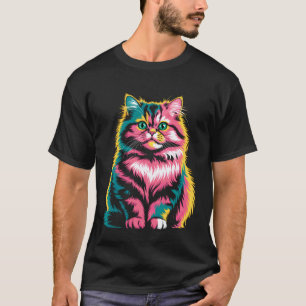 T-shirt Chat Persan Coloré Pop Art
