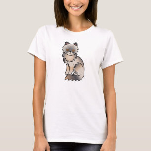 T-shirt Chat Persan Crème Bleu aux Yeux Cuivrés