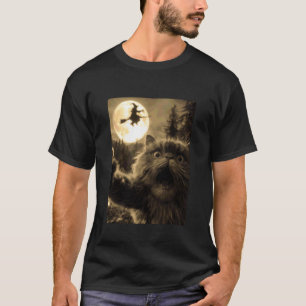 T-shirt Chat Persan Drôle Selfie Pleine Lune Sorcière Vola