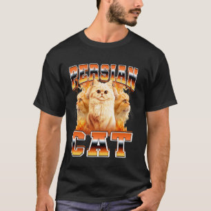 T-shirt Chat Persan Flames Style Bootleg 90s