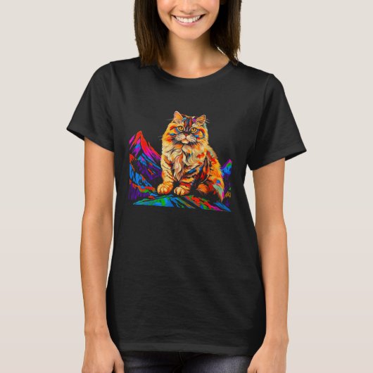 T-shirt Chat Persan Pop Art (Devant)