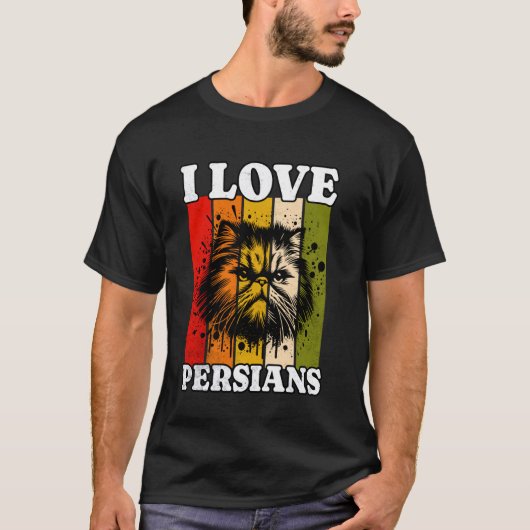T-shirt Chat Persan Rétro J'aime Chat Persan (Devant)