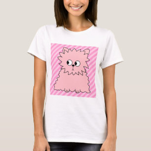 T-shirt Chat persan rose mignon. Fond rayé rose