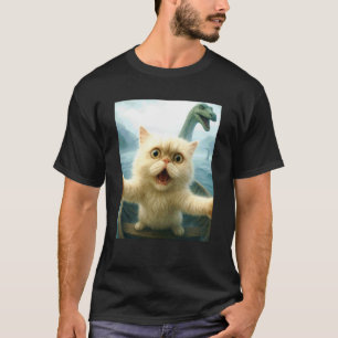 T-shirt Chat Persan Selfie Chat poursuivi par le monstre d