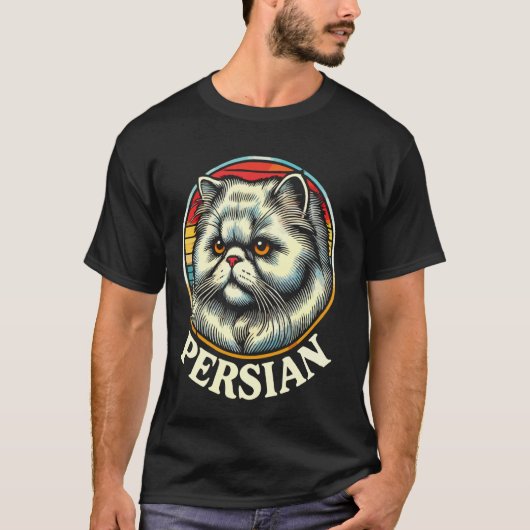 T-shirt Chat Persan Style Rétro (Devant)