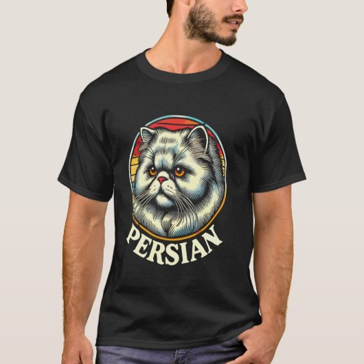 T-shirt Chat Persan Style Rétro (Devant)