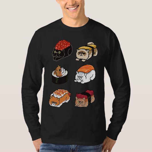 T-SHIRT CHAT PERSAN SUSHI POUR CHAT (Devant)