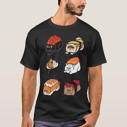T-SHIRT CHAT PERSAN SUSHI POUR CHAT (Devant)