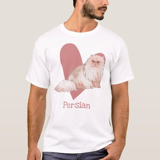 T-shirt Chat Perse Aquarelle Kitty Coeur rose (Devant)
