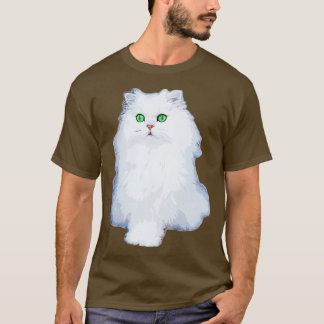 T-shirt Chat Perse Chat Blanc Kitten avec yeux verts Chinc