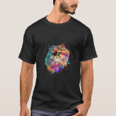 T-shirt Chat perse Couleur Bouffées Peinture Art Abstrait (Devant)