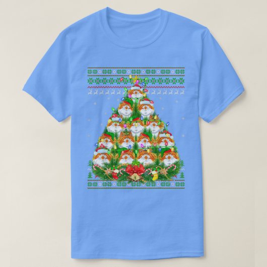 T-shirt Chat Perse Xmas Éclairage Arbre Perse Chat laide C (Design devant)