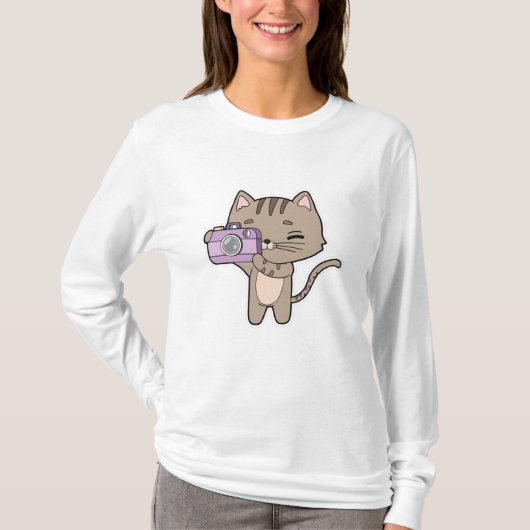 T-shirt Chat photographe avec caméra (Devant)