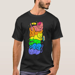 T-shirt Chat Pile Arc-en-ciel Fierté Gay Mignon LGBT Anima