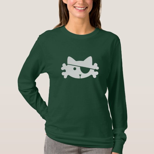 T-shirt Chat pirate blanc - tee (Devant)