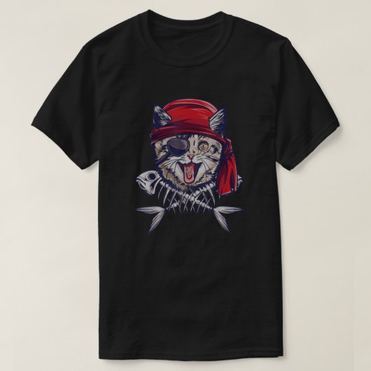 T-shirt Chat Pirate drôle Chat Pirate Cadeau Capitaine Cha (Design devant)