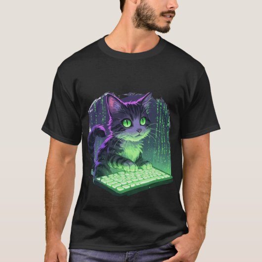 T-shirt Chat pirate informatique (Devant)