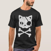 T-shirt Chat Pirate Lazy Halloween Costume Kitten Crâne (Devant)