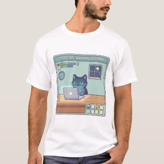 T-shirt Chat Pixel Brain Chargement – Drôle de Chat Rétro 