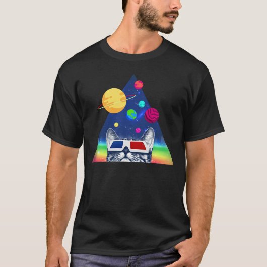 T-shirt chat planète 3D (Devant)