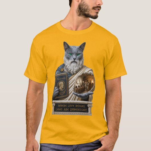 T-shirt Chat Plat Bleu Russe (Devant)