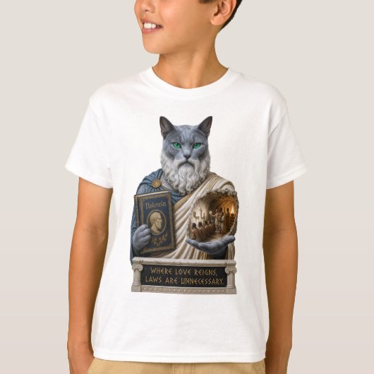 T-shirt Chat Plat Bleu Russe (Devant)