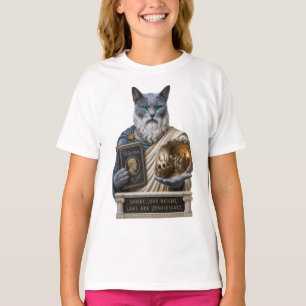 T-shirt Chat Plat Bleu Russe