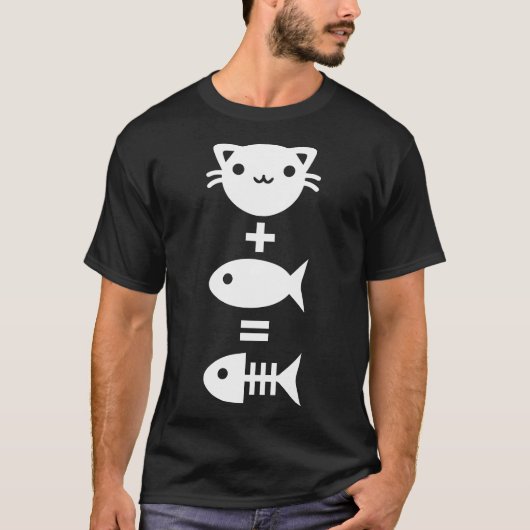 T-shirt Chat + Poisson = Chat Os Poisson Poisson Kitty Kit (Devant)
