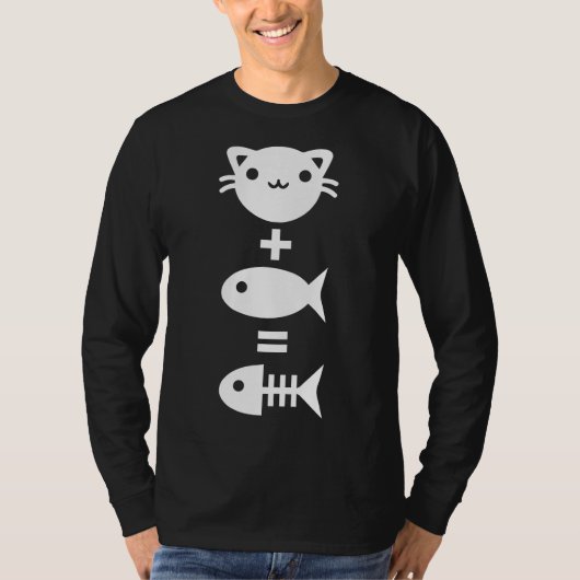 T-shirt Chat + Poisson = Chat Os Poisson Poisson Kitty Kit (Devant)