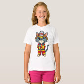 T-shirt Chat pompier robuste - Style de dessin des années (Devant entier)