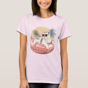 T-shirt chat portant des lunettes de soleil dans une bague