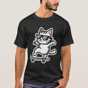 T-shirt Chat portant des lunettes de soleil Funny skateboa