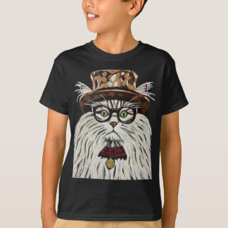 T-shirt Chat portant un casquette et lunettes