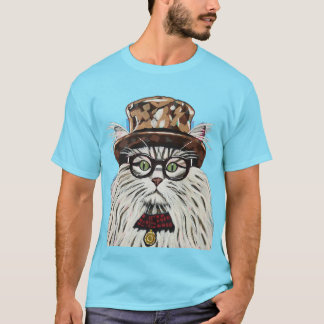 T-shirt Chat portant un casquette et lunettes