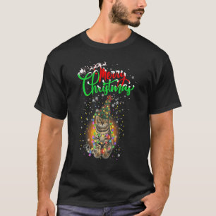 T-shirt Chat portant un chapeau d'arbre de Noël pour chat