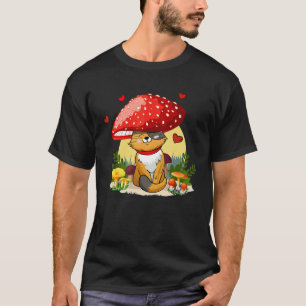 T-shirt Chat portant un chapeau de champignon Cottagecore