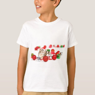 T-shirt Chat portant un ornement de Noël en forme de chape