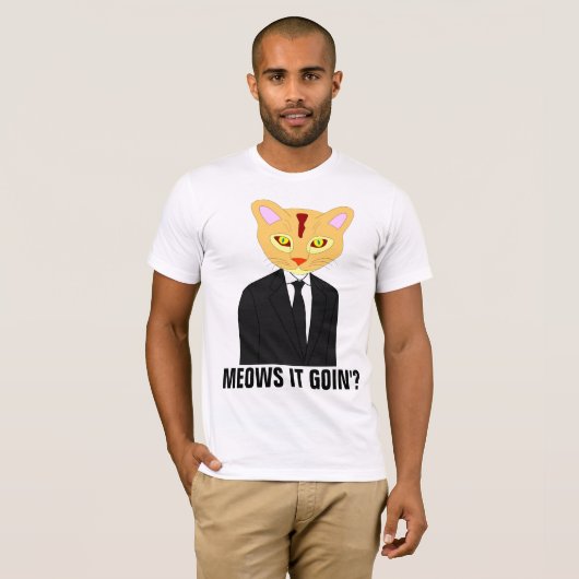 T-SHIRT CHAT PORTANT UNE CHAUSSURE & CRAVATE, CHATS GINGER (Devant entier)