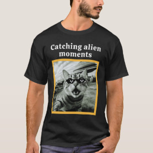T-shirt chat prenant le selfie mème ufo"Moments aliens de