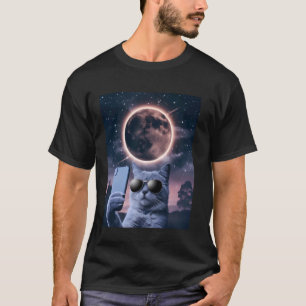 T-shirt Chat prenant un selfie avec l'éclipse lunaire tota