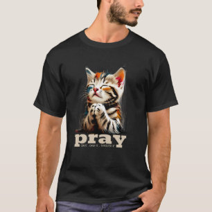 T-shirt Chat Prière Fête de Pâques Noël Religieux C