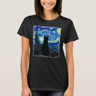 T-shirt Chat profitant d'une soirée étoilée !
