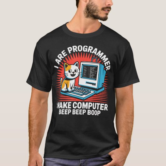 T-shirt Chat programmeur codeur ordinateur (Devant)