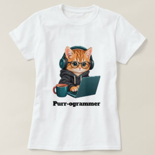 T-shirt Chat programmeur drôle avec jeu de mots Purr-ogram