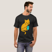 T-shirt Chat programmeur joueur mangeant une souris de jeu (Devant entier)